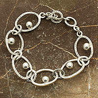 Silver link bracelet, 'Linked Glimmer' - Artisan Crafted Link Bracelet with Mexican Silver 950