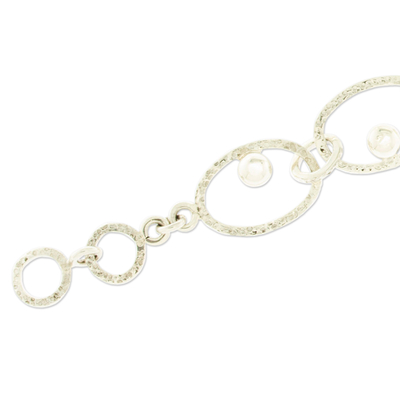 Silver link bracelet, 'Linked Glimmer' - Artisan Crafted Link Bracelet with Mexican Silver 950