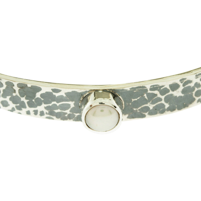 Cultured pearl bangle bracelet, 'Pearl Dream' - Bangle Bracelet Made with Cultured Pearls and 950 Silver
