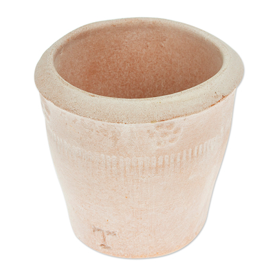 Small ceramic flower pot, 'Natural Rustic' - Handcrafted Small Ceramic Flower Pot from Mexico