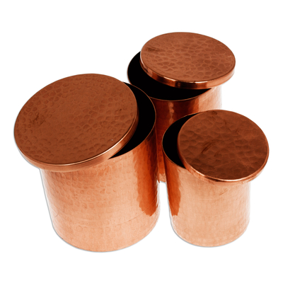 Botes de cocina de cobre, (juego de 3) - Botes de cobre aptos para alimentos (juego de 3)