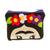 Kosmetiktasche aus Baumwolle, 'Frida mit Blumen' - Handbestickte Kosmetiktasche aus Baumwolle aus Mexiko
