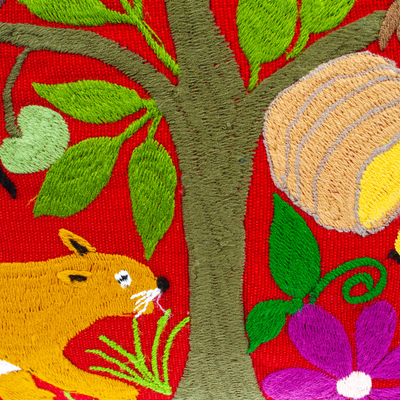 Kissenbezug aus bestickter Baumwolle - Kunsthandwerklich gefertigter Kissenbezug aus Mexiko