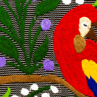 Funda de cojín de algodón bordado - Funda de cojín de algodón con motivo de pájaros