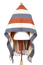 Cotton rebozo shawl, 'Ginger Spice' - Grey Ivory Orange Backstrap Woven Embroidered Rebozo Shawl