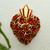 Wood wall art, 'Little Red Heart' - Heart-shaped and Floral Wood Wall Art with Metal Alloy