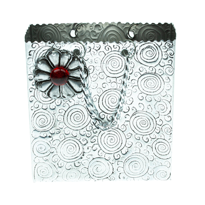 Decorative Floral Bag Made with Aluminum Engraved by Hand