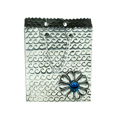 Dekorative Tasche aus Aluminium mit Gravur - Dekorative Blumentasche aus handgraviertem Aluminium