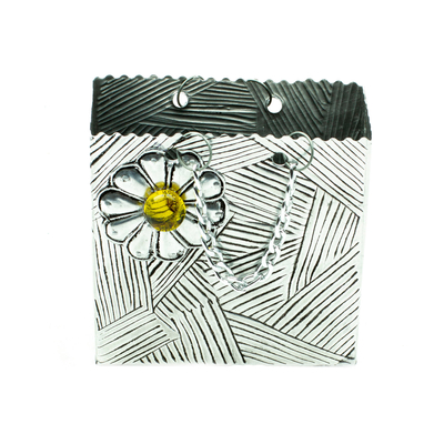 aluminium repousse decorative box, 'Charming Yellow' - Handcrafted aluminium Decorative Box with Flower from Mexico