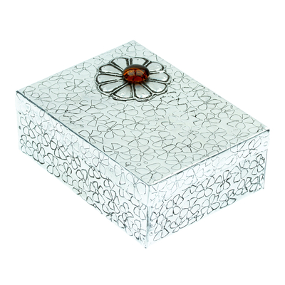 Caja de aluminio decorativa - Caja Decorativa de Aluminio con Diseño de Flor Roja de México
