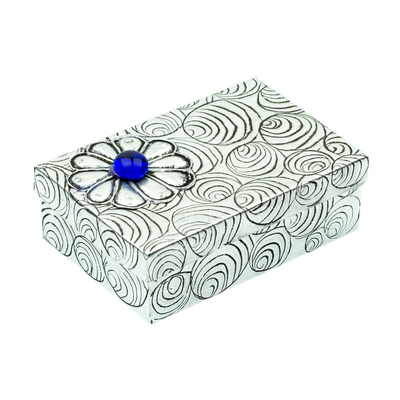 Decorative aluminum box, 'Radiant Treasure' - Decorative Lidded Box in Aluminum Repousse from Mexico