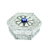 aluminium decorative box, 'Hexagonal Blue' - Hexagonal aluminium Decorative Box with Flower from Mexico
