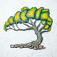 Wandkunst aus Stahl, „Großer Baum des Lebens“ – handgefertigte Wandkunst aus Stahl mit Naturmotiv aus Mexiko