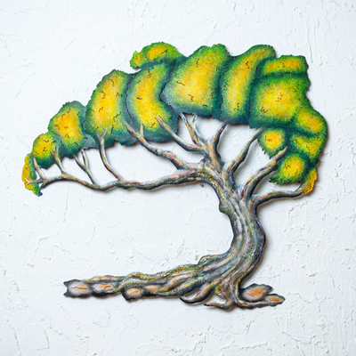 Steel wall art, 'Great Tree of Life' - Handcrafted Nature Themed Steel Wall Art from Mexico