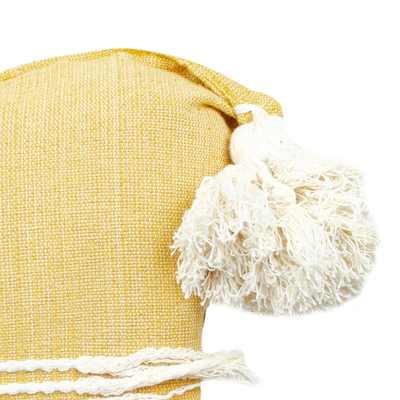 Kissenbezug aus Baumwolle - Kissenbezug aus Baumwolle in Honig und Elfenbein, handgewebt in Mexiko
