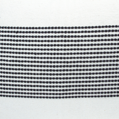 Cotton cushion cover, 'Cozy Ivory' - Black and Ivory Cotton Cushion Cover Handloomed in Mexico