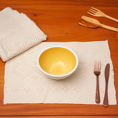Cotton placemats, Home Warmth in Ivory (set of 4)