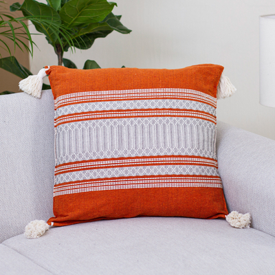 Cotton cushion cover, Orange Tradition