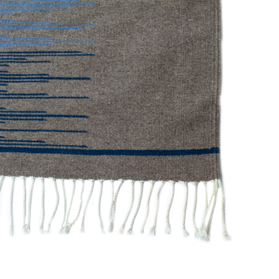 Wool area rug, 'Inspirational Shades' (6.5x10) - Natural Dyed 100% Wool Hand-woven Rug in Blue and Gray