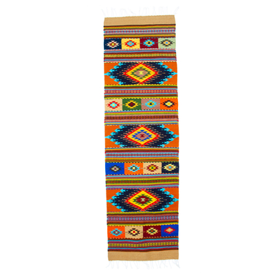 Multicolor Traditional Wool Runner Handloomed in Mexico