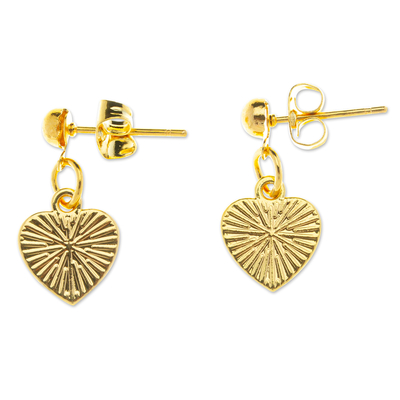 Gold plated dangle earrings, 'Weekly Hearts' (5 pairs) - Handmade Mexican Gold Plated Dangle Earrings Collection