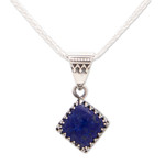 Lapis lazuli pendant necklace, 'Lapis Rhombus' - Artisan Crafted Lapis Lazuli Pendant Necklace from Mexico