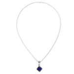 Lapis lazuli pendant necklace, 'Lapis Rhombus' - Artisan Crafted Lapis Lazuli Pendant Necklace from Mexico