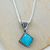 Natural turquoise pendant necklace, 'Turquoise Rhombus' - Handmade Natural Turquoise Pendant Necklace from Mexico (image 2) thumbail