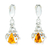 Amber dangle earrings, 'Sweet Ladybug' - 925 Sterling Silver and Amber Ladybug Dangle Earrings