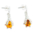 Amber dangle earrings, 'Sweet Ladybug' - 925 Sterling Silver and Amber Ladybug Dangle Earrings