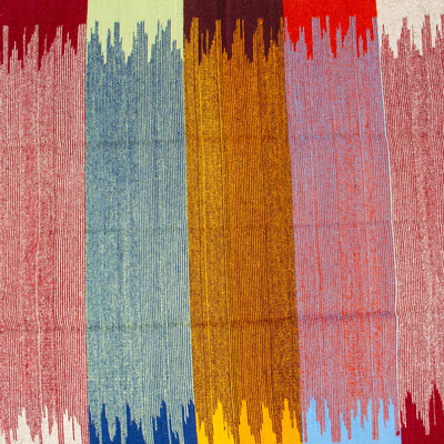 Cotton rug, 'Multicolored Stripes' (4x6.5) - 4x6.5 Multicolored Striped Cotton Rug Hand-woven in Mexico