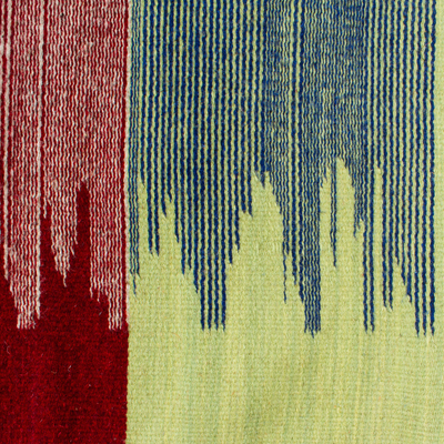 Baumwollteppich, 'Bunte Streifen' - 4x6,5 Mehrfarbig gestreifter Baumwollteppich, handgewebt in Mexiko
