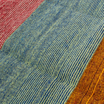 Cotton rug, 'Multicolored Stripes' (4x6.5) - 4x6.5 Multicolored Striped Cotton Rug Hand-woven in Mexico