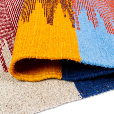 Cotton rug, 'Multicoloured Stripes' (4x6.5) - 4x6.5 Multicoloured Striped Cotton Rug Hand-woven in Mexico