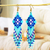 Beaded waterfall earrings, 'Sweet Cascade' - Blue Beaded Waterfall Earrings from Mexico thumbail