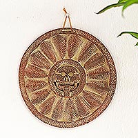 Ceramic wall decoration, 'Sun of Death' - Handcrafted Ceramic Wall Decoration from Mexico