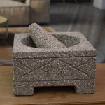 Basalt molcajete, 'Aztec Tradition' - Mexican Volcanic Basalt Stone Molcajete Mixing Bowl