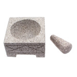 Basalt molcajete, 'Aztec Tradition' - Mexican Volcanic Basalt Stone Molcajete Mixing Bowl