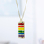 Enameled sterling silver pendant necklace, 'Pyramid of Pride' - Rainbow Accent Sterling Silver Pendant Necklace