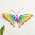 Steel wall art, 'Rainbow Aztec Butterfly' - Multicolored Butterfly-themed Steel Wall Art Made in Mexico thumbail