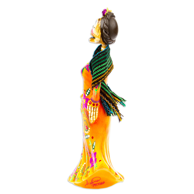 Statuette aus recyceltem Pappmaché - Mexikanische Catrina-Statuette aus recyceltem Pappmaché