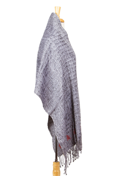 Cotton shawl, 'Turtle Charm' - Mexican 100% Cotton Hand-woven Shawl with Turtle Pattern