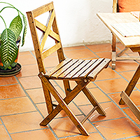 Wood folding chair, 'Barrel Memories' - Handcrafted Oak Wood Folding Chair from Mexico