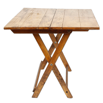 Wood folding table, 'Metamorphosis' - Folding Table Hand-crafted in Mexico with Oak Wood