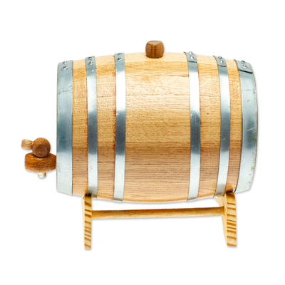 Decantador de barril de madera - Decantador en forma de barril de madera de roble hecho a mano en México