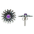 Amethyst button earrings, 'Sun in Purple' - Sun-themed Amethyst and 925 Sterling Silver Button Earrings (image 2b) thumbail