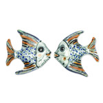 Ceramic wall decorations, 'Marine Meeting' (pair) - Ceramic Fish Wall Decorations Hand-Painted in Mexico (Pair)