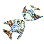 Ceramic wall decorations, 'Marine Meeting' (pair) - Ceramic Fish Wall Decorations Hand-Painted in Mexico (Pair)
