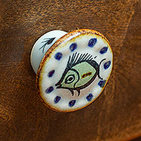 Ceramic knobs, 'Marine Handiness' (set of 4) - Set of 4 Fish Themed Ceramic Knobs Hand-Painted in Mexico