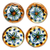 Keramikknöpfe, (4er-Set) - Set aus 4 Keramikknöpfen mit Blumenmotiv, handbemalt in Mexiko